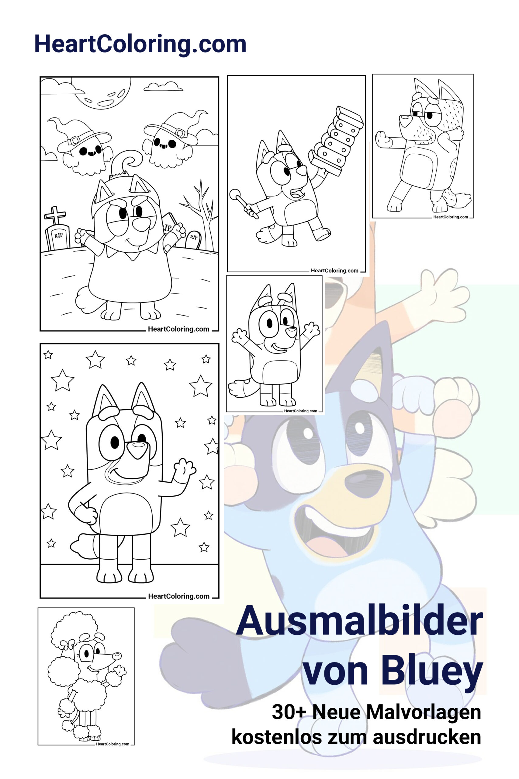 Ausmalbilder von Bluey kostenlose